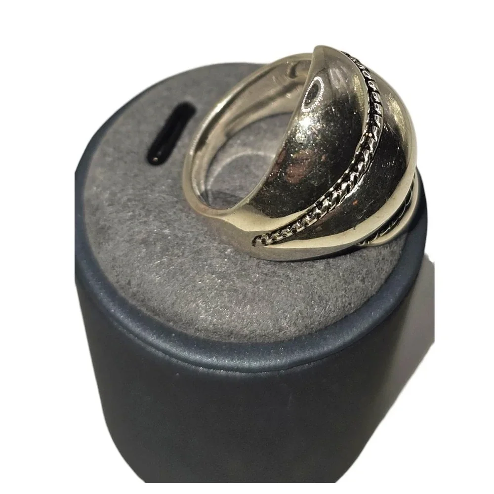 ESPO‎ SIG 925 Silver Vintage Scalloped Rope Twist Dome Ring Size 7